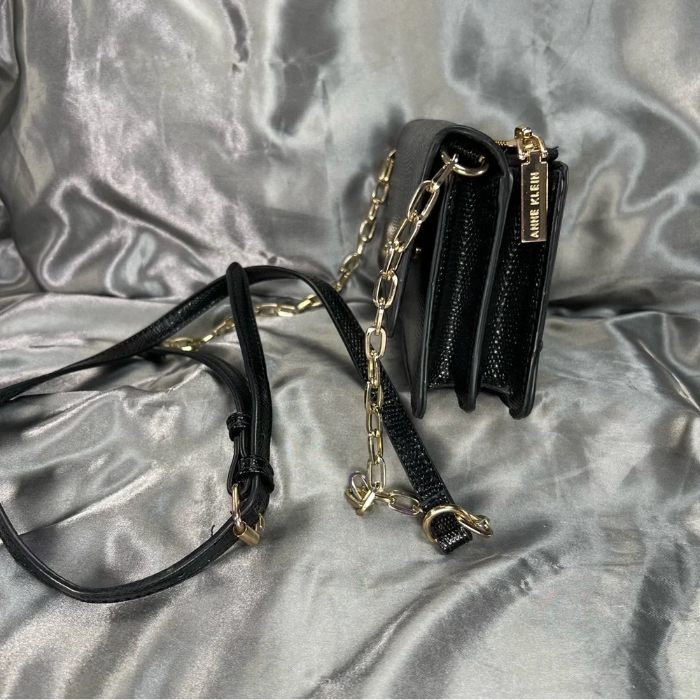 Anne Klein Crossbody Mini Bag Wallet‎ on a Chain IPhone Compartment Formal Black